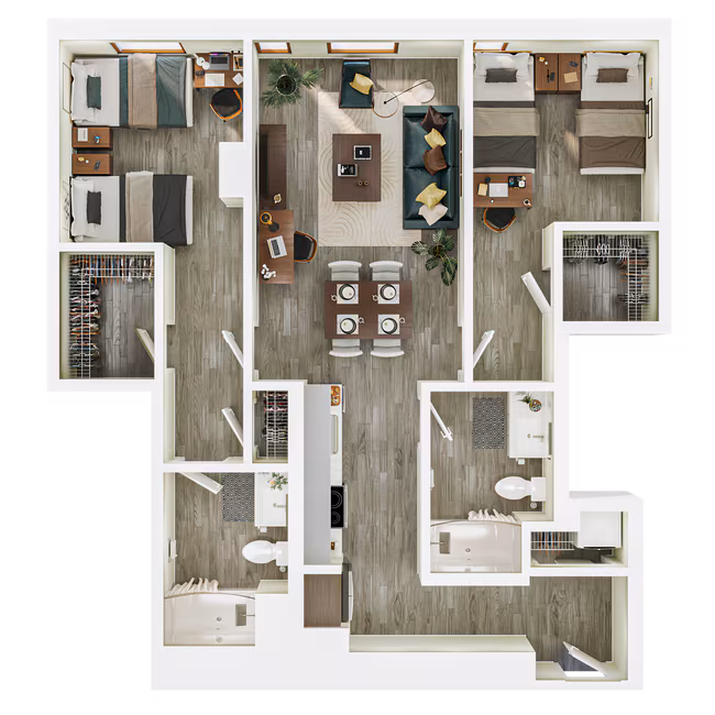 2BR/2B - Deluxe - B12 Private floor plan